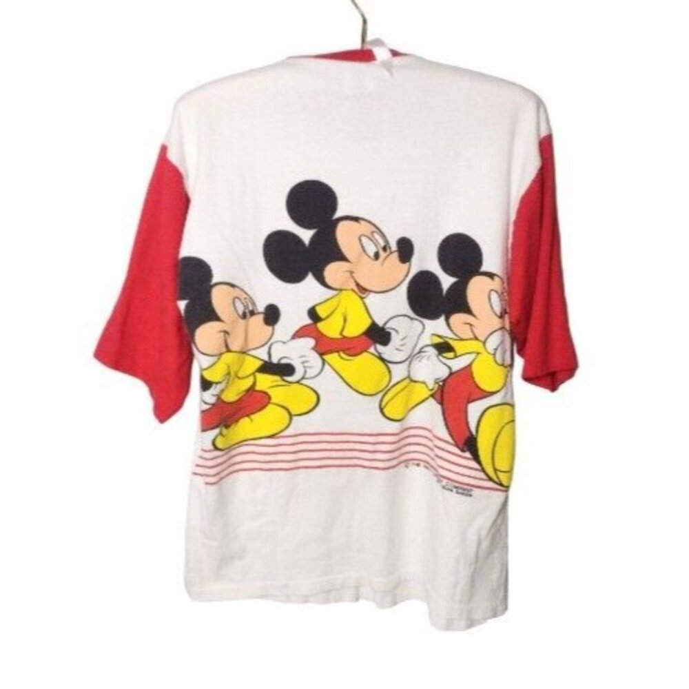 Mickey Mouse Fla Double Sided Single Stitch T Shirt Size S Velva Sheen Vtg 80s - Picture 4 of 6
